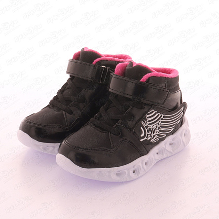 Ботинки утепленные Pasito с ярко-розовой отделкой  черные - фото 360