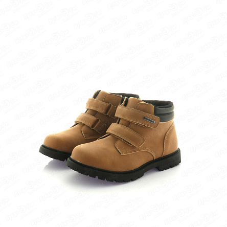 Ботинки Pasito утепленные с черной вставкой на липучках с эмблемой коричневые - фото 360