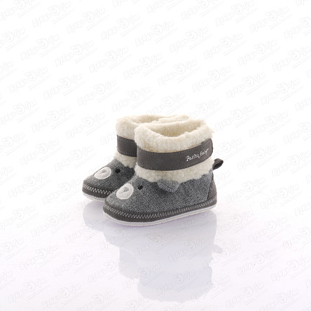 Пинетки Pasito текстильные с изображением медвежонка серые - фото 360