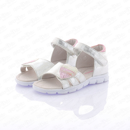 Сандалии Pasito с украшением сердце серебряные - фото 360