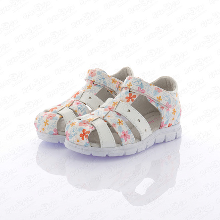 Сандалии Pasitoна липучке принт цветочный белые - фото 360