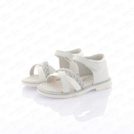 Сандалии Pasito с блестками и стразами с блестящей окантовкой подошвы белые  - фото 360