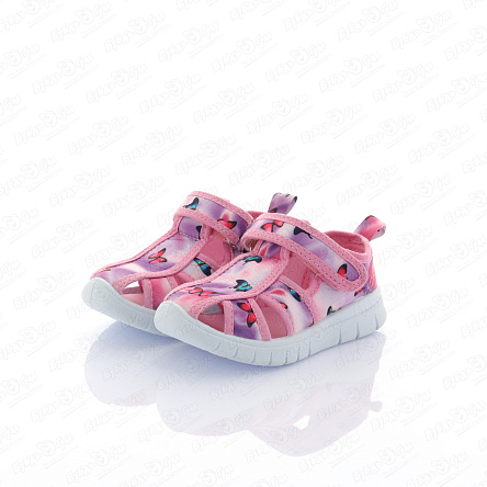 Сандалии Pasito на липучке с изображением бабочек розовые - фото 360