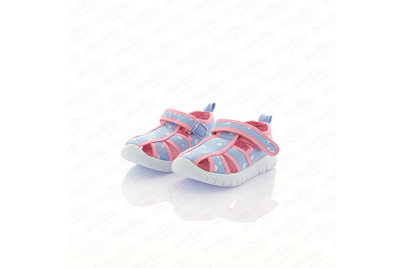 Сандалии Pasito на липучке с цветочным узором розово-голубые - фото 360