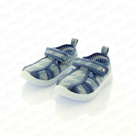 Сандалии Pasito на липучке с синей окантовкой светло-голубые - фото 360