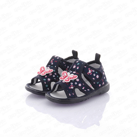 Сандалии Pasito на липучке с яркой бабочкой темно-синие - фото 360