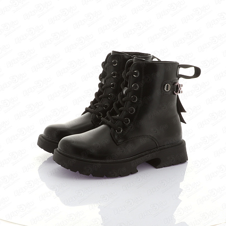 Ботинки Barbaris утепленные на шнуровке и молнии с металлическим декором черные - фото 360