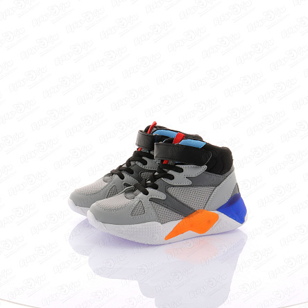 Ботинки Pasito с сине-оранжевыми вставками подошва с огоньками серые - фото 360