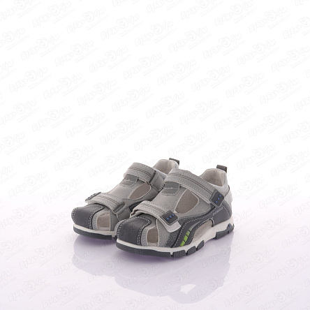 Сандалии Pasito на двойной липучке с темно-серыми вставками серые - фото 360