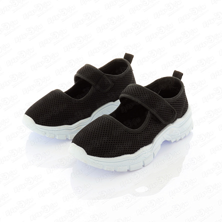 Туфли Pasito на липучке текстильные с перфорацией черные - фото 360