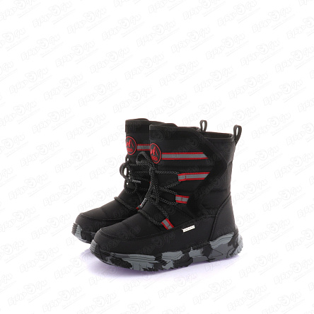 Сапоги сноубутсы Pasito утепленные с красными вставками черные - фото 360