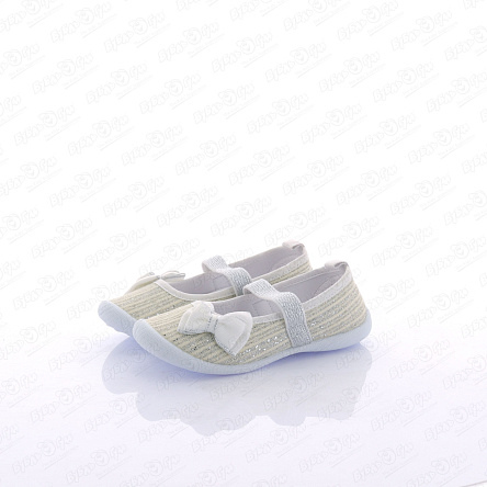 Туфли Pasito с серебристыми полосками с резинкой белые - фото 360