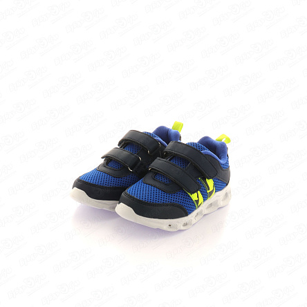 Кроссовки Pasito с салатовыми вставками и подошвой с огоньками синие - фото 360