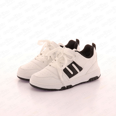 Полуботинки TIBURON на липучке и шнуровке с черными вставками белые - фото 360