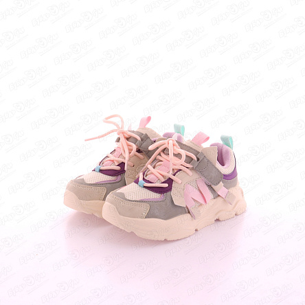 Кроссовки Pasito с матовыми деталями с декоративной лентой бежевые - фото 360