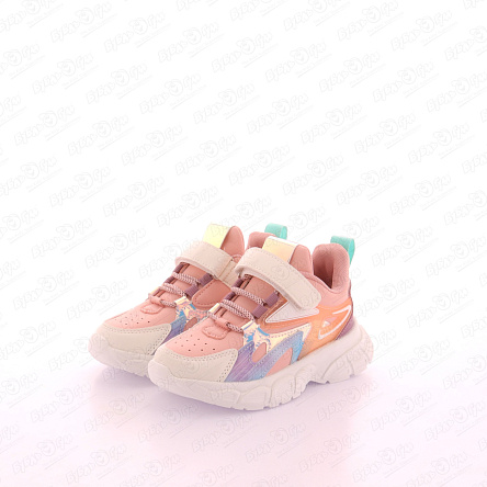 Полуботинки Pasito с фигурными оранжевыми и перламутровыми вставками розовые - фото 360