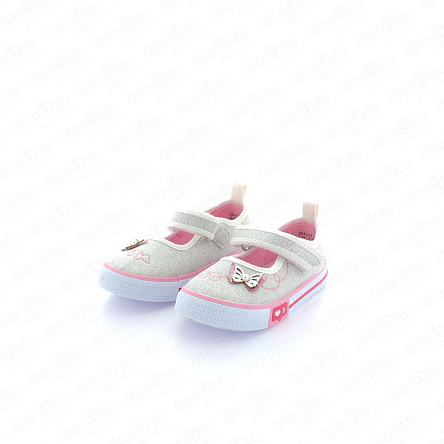 Туфли Pasito на липучке с украшением в виде декоративной бабочки серебряные - фото 360