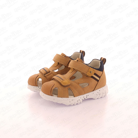 Сандалии Pasito на двух липучках с подошвой в крапинку коричневые - фото 360