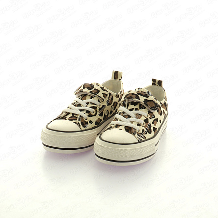 Кеды Barbaris с леопардовым принтом на липучке бежевые - фото 360