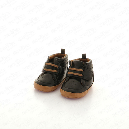 Пинетки Pasito кожаные на липучке с резиночками черные - фото 360