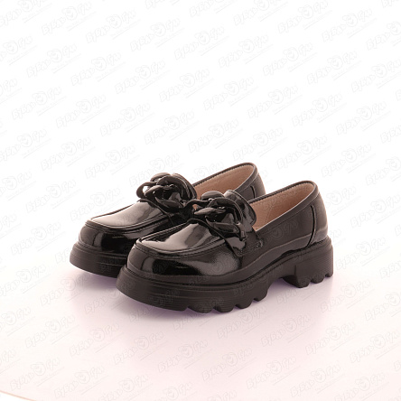 Туфли Barbaris лоферы с цепочкой из лаковой кожи черные - фото 360