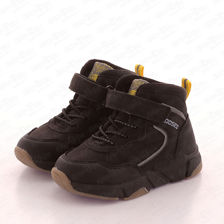 Ботинки Pasito утепленные с серыми вставками на липучке черные - фото 360