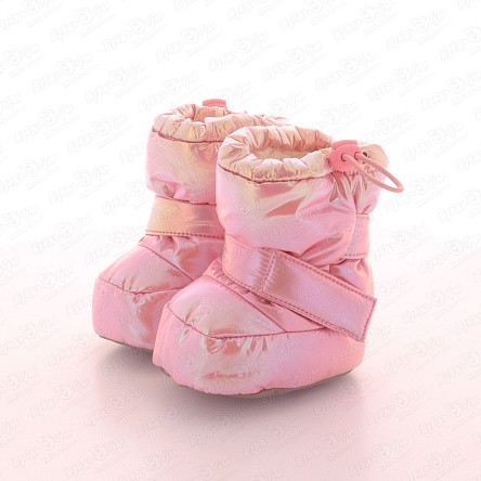 Пинетки Pasito текстильные утепленные на липучке перламутровые розовые - фото 360