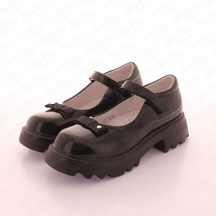 Туфли BARBARIS школьные лаковые с фигурной подошвой на липучке черные - фото 360