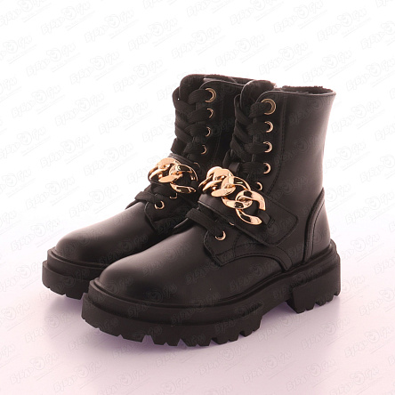  Ботинки Pasito демисезонные утепленны с декоративной золотой цепочкой черные - фото 360