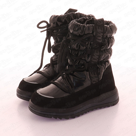 Сапоги Pasito утепленные на молнии и шнуровке черного цвета - фото 360