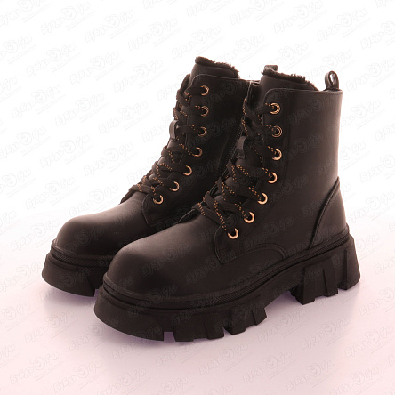 Ботинки Barbaris утепленные на молнии и шнуровке в стиле милитари черные - фото 360