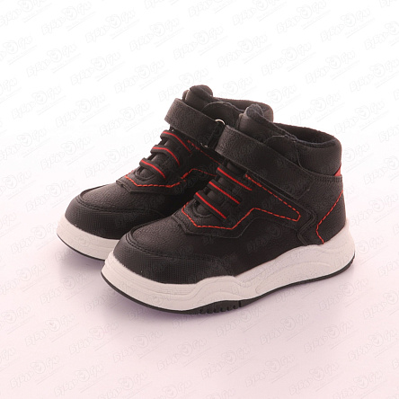 Кроссовки Pasito утепленные с красными элементами черные - фото 360