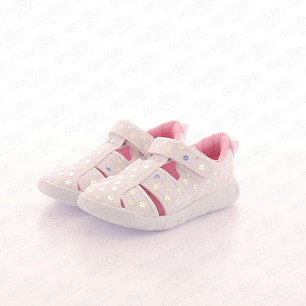 Сандалии Pasito с пайетками-цветочками белые - фото 360