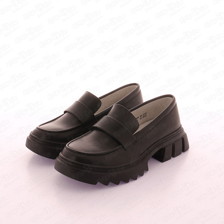 Туфли лоферы Barbaris с кожаной перетяжкой черные - фото 360