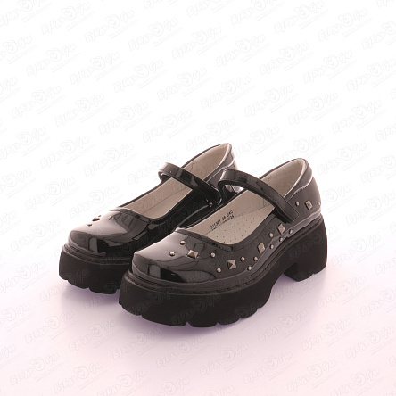 Туфли школьные Barbaris с геометрическим 3D декором черные - фото 360