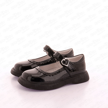 Туфли Barbaris на липучке с пряжкой-сердечком лаковые черные - фото 360