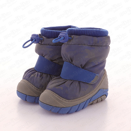 Сапоги сноубутсы Barbaris утепленные на липучке серо-голубые - фото 360