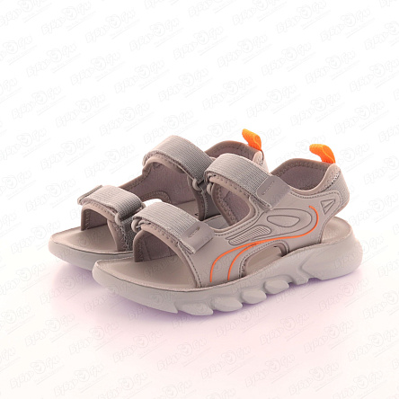 Сандалии Pasito летние открытые на липучках и рельефной подошве серые - фото 360