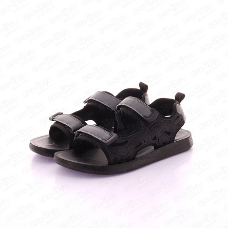 Сандалии Tiburon летние открытые на липучках черно-серые - фото 360