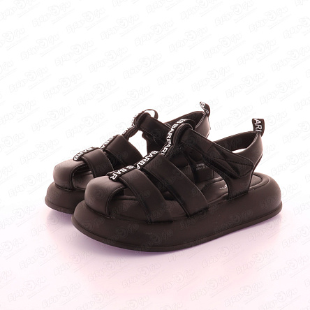 Сандалии Pasito с надписью и платформой черные - фото 360