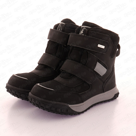 Сапоги сноубутсы Lanson Kids утепленные на липучке с серыми акцентами черные - фото 360