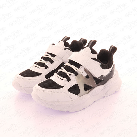 Кроссовки TIBURON на липучке с черными акцентами белые - фото 360