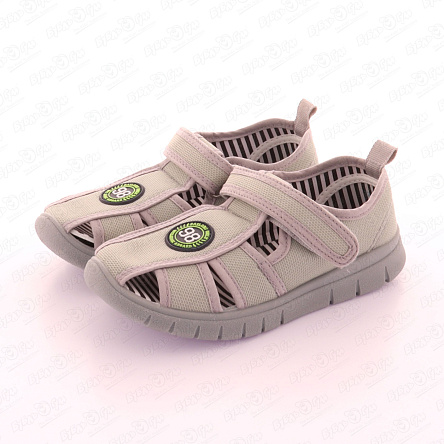 Сандалии Pasito закрытые на липучке с нашивкой серые - фото 360