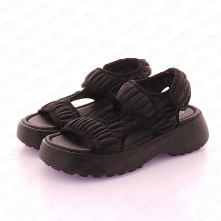 Сандалии Barbaris эластичными ремешками на платформе черные - фото 360