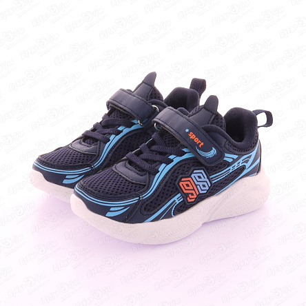 Кроссовки Pasito на липучке легкие текстильные с перфорацией и голубыми акцентами синии - фото 360