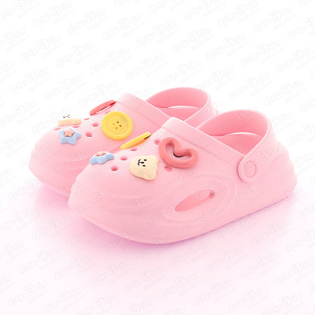 Шлепанцы Pasito пляжные с декоративными значками розовые - фото 360