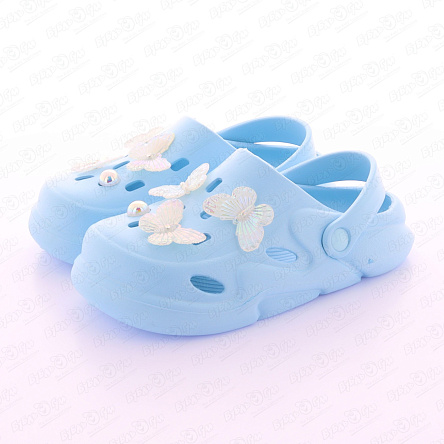 Шлепанцы Pasito пляжные с бабочками голубые - фото 360