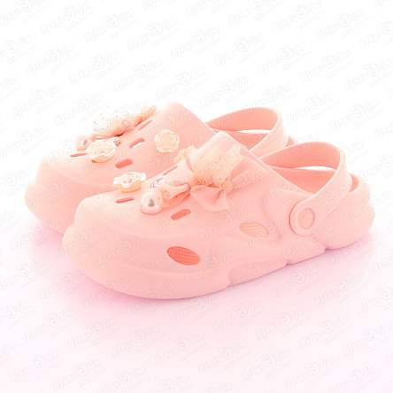 Шлепанцы Pasito пляжные с бантиками и бусинами нежно-розовые - фото 360