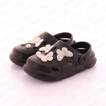 Шлепанцы Pasito пляжные с бабочками черные - фото 360