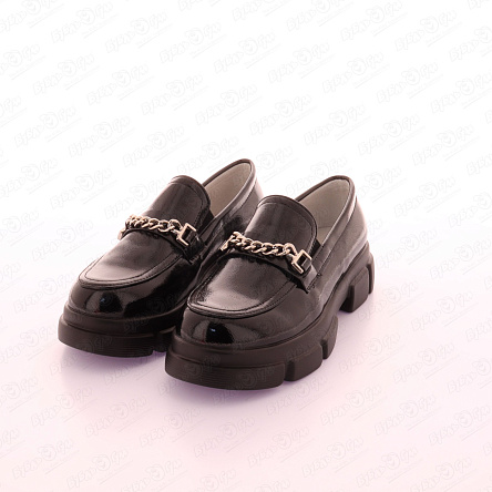 Туфли BARBARIS лоферы глянцевые с декорм цепочка черные  - фото 360